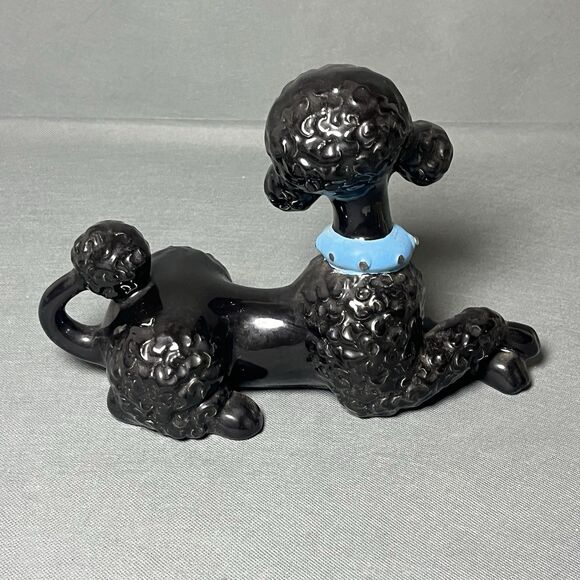 Vintage Large Black Poodle Ceramic Atlantic Mold Pottery Dog Figure-Retro-MCM - Picture 3 of 16